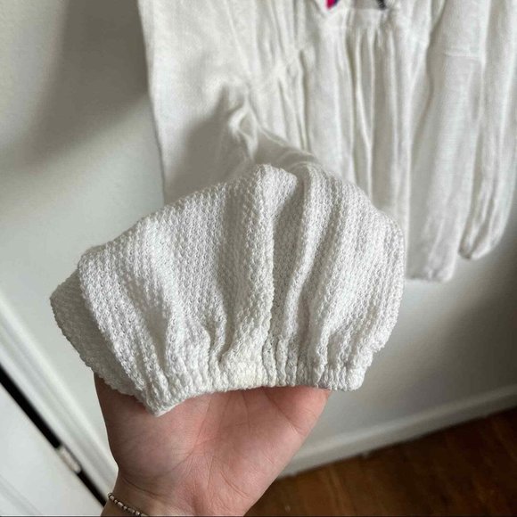 Rare Free People White Rose Red Embroidered Tunic Top - Picture 7 of 8